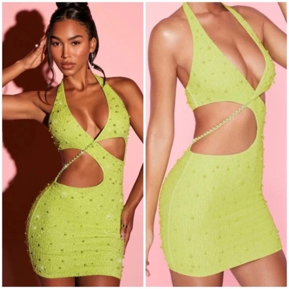 Oh Polly St Tropez Halter Neck Cut Out Mini Dress